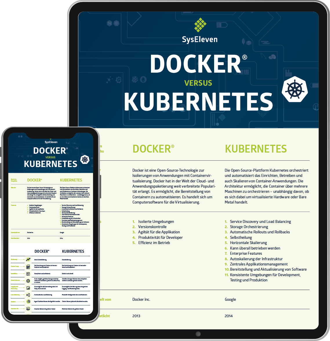 Infografik Docker vs. Kubernetes Vorschau Abbildung